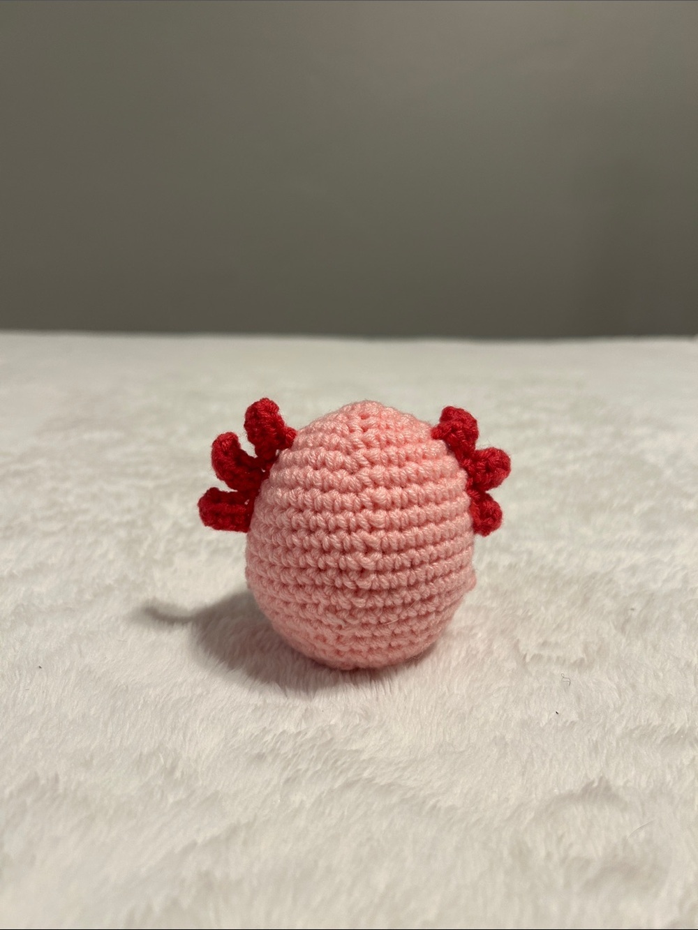 Pink Crochet Axolotl Plush with dark Pink Gills emotional gift - Picture 2 of 4